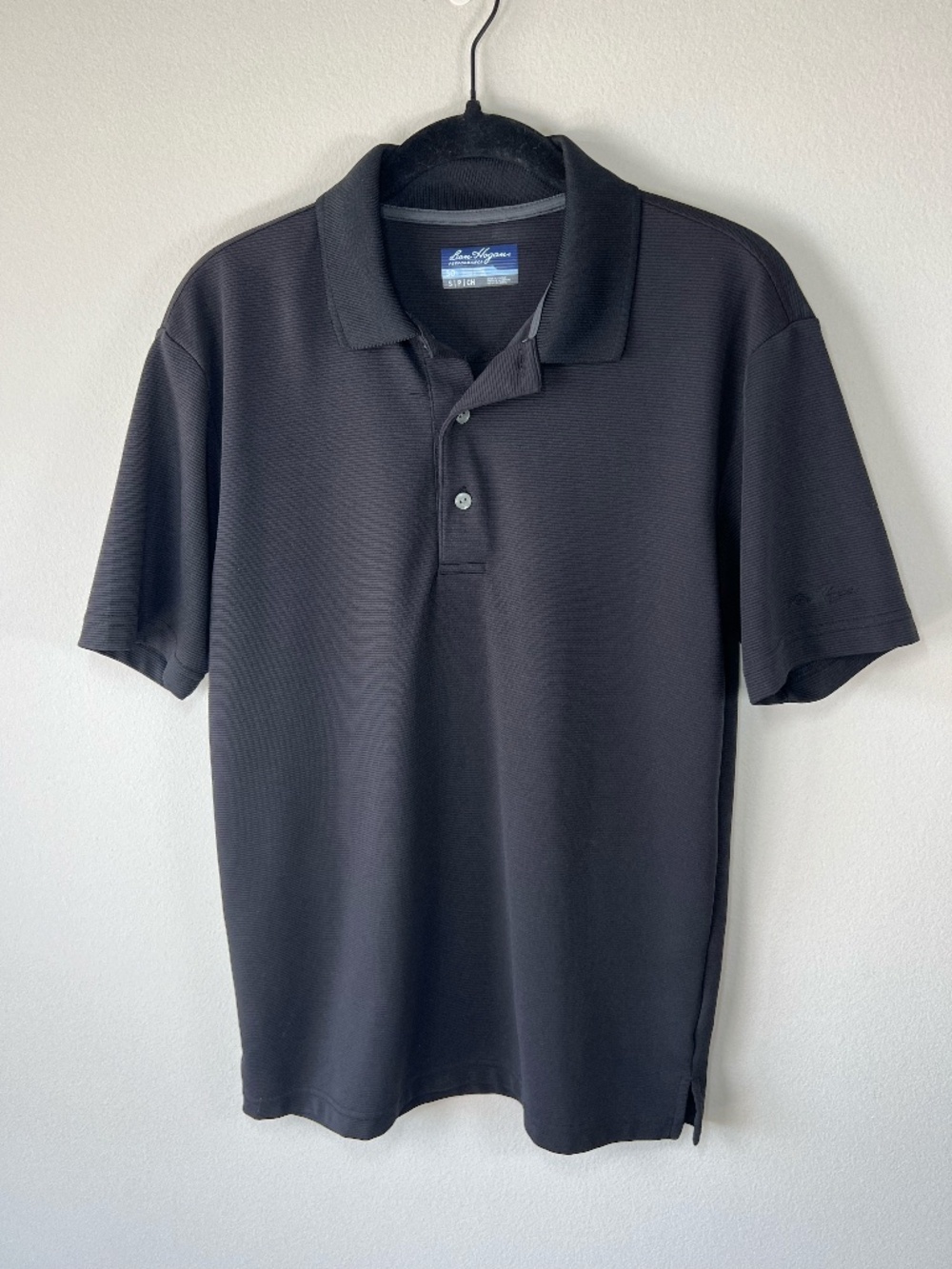 Walter Hagen Golf Polo Shirt Black Ribbed Stretch Performance Golf Preppy  Small